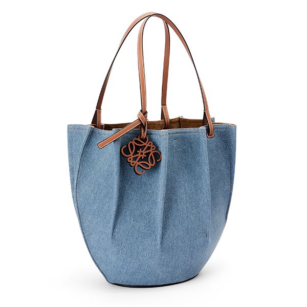 ロエベ シェル トートバッグ デニム&カーフ ラージサイズ A884T51X03